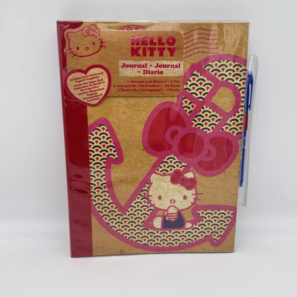 Hello Kitty Journal Notebook Spiral Nautical Travel 40 Sheets Pen Sanrio Y2K